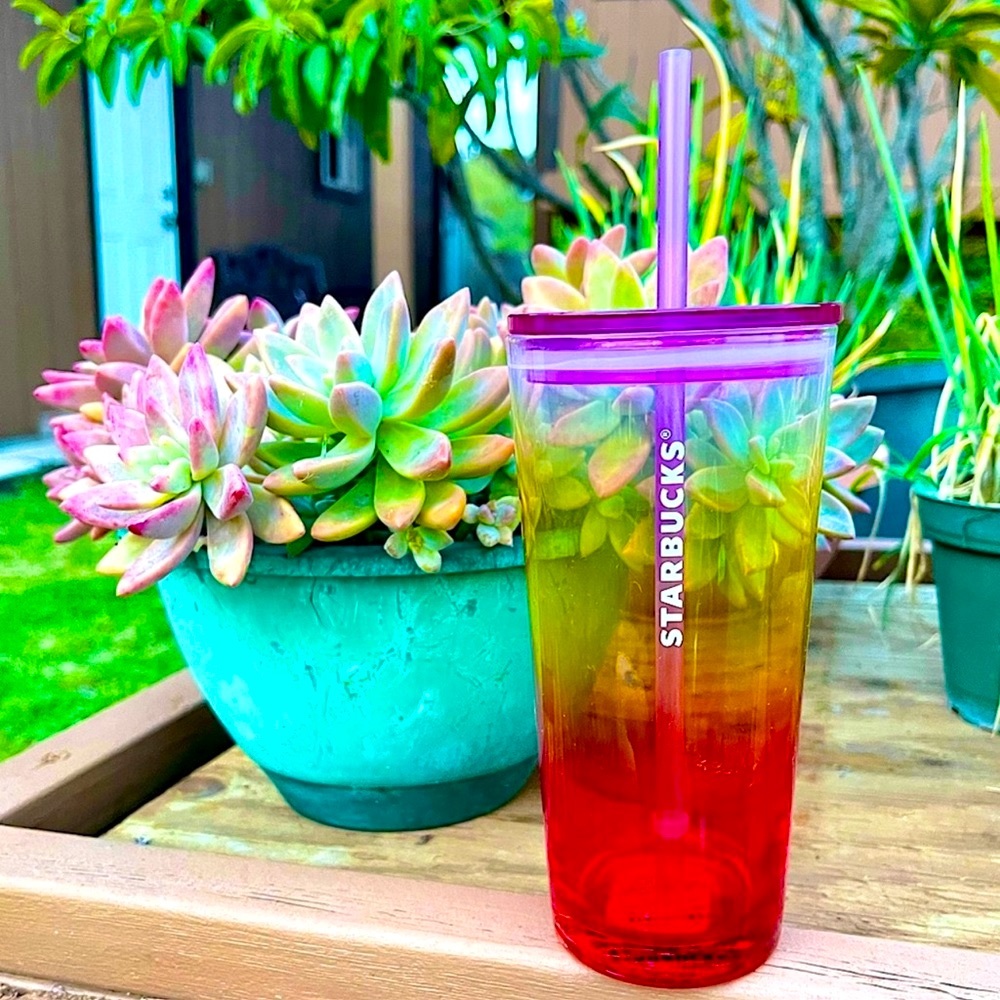 ❌LAST ONE❌ Starbucks NEW Summer Ombre sunset glass tumbler cup 💗❤️🧡